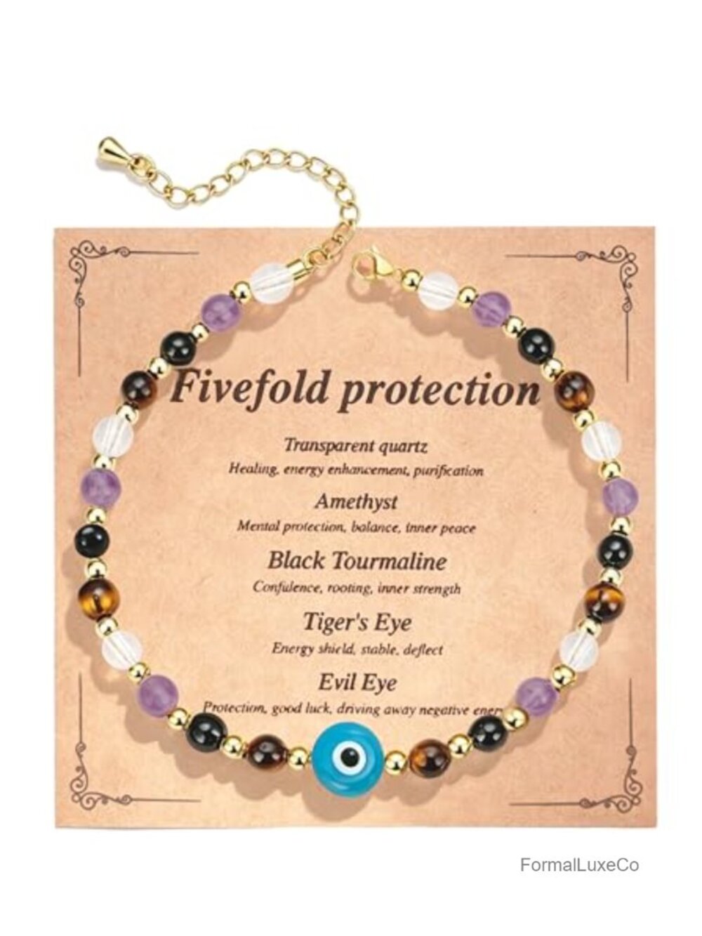 Evil Eye Bracelet Crystal Healing Gift Adjustable Cord